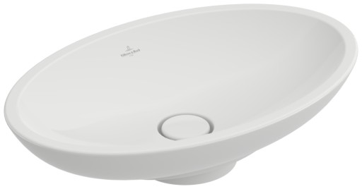 Lavoar tip bol Villeroy & Boch Loop&Friends 58.5x38 cm cu preaplin ventil ceramic montare pe blat finisaj Ceramic Plus