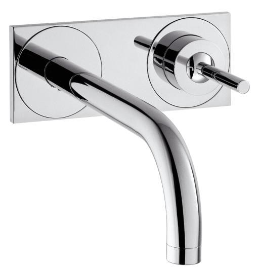 Baterie lavoar Hansgrohe Axor Uno 2 de perete cu pipa 225 mm si placa montaj incastrat necesita corp ingropat