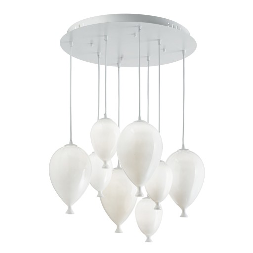 Suspensie Ideal Lux Clown SP8 8x40W 50x25-103cm alb