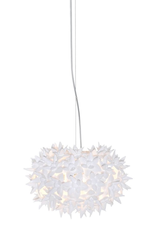 Suspensie Kartell Bloom design Ferruccio Laviani G9 max 3x33W d28cm alb