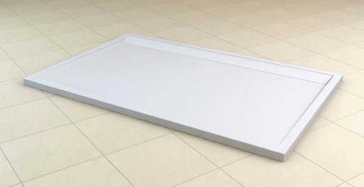 Cadita de dus dreptunghiulara SanSwiss ILA WIA 90x150cm slim marmura sintetica alb