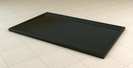 Cadita de dus dreptunghiulara SanSwiss ILA WIA 80x120cm slim marmura sintetica negru