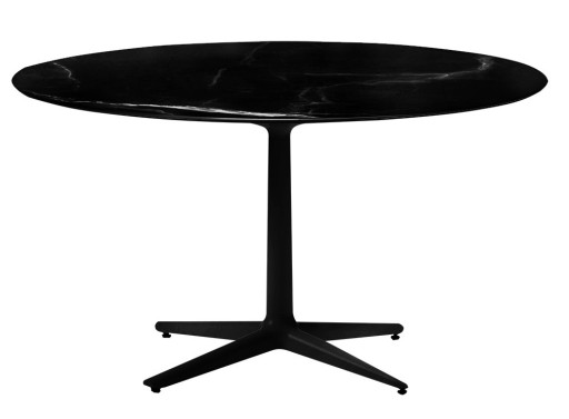 Masa rotunda Kartell Multiplo design Antonio Citterio d118cm h74cm blat cu finisaj marmura negru