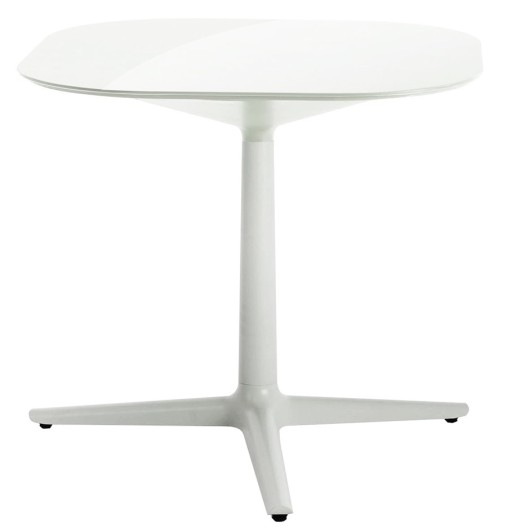 Masa Kartell Multiplo design Antonio Citterio 78x78cm h74cm blat sticla alb