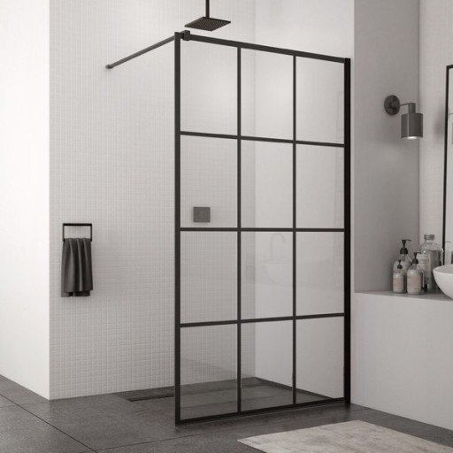 Cabina de dus Walk-In SanSwiss Easy STR4P 80 cm sticla securizata Loft 75 8 mm profil negru mat