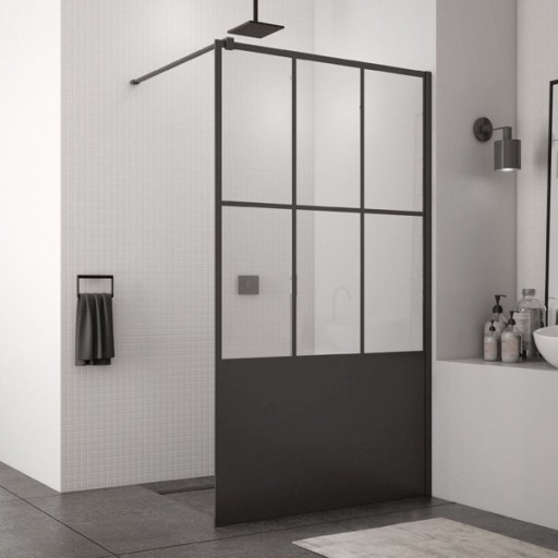 Cabina de dus Walk-In SanSwiss Easy STR4P 80 cm sticla securizata Loft 76 8 mm profil negru mat