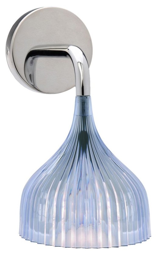 Aplica de perete Kartell E design Ferruccio Laviani max 28W E14 d 13.5cm albastru transparent