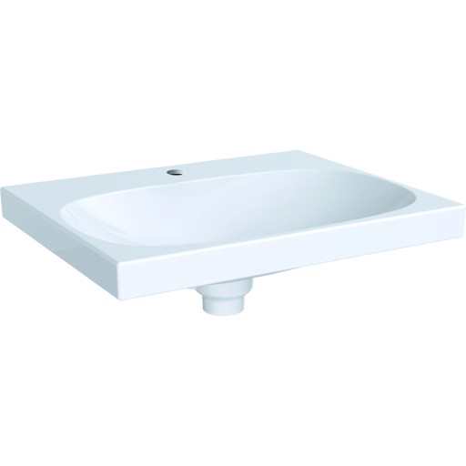 Lavoar Geberit Acanto 60x48.2cm preaplin mascat capac ceramic ventil montare pe mobilier alb