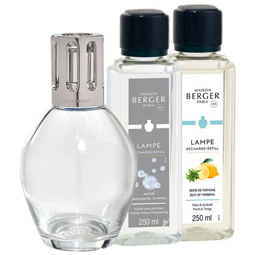 Set Maison Berger lampa catalitica Essentielle Ovale cu parfum Zeste de Verveine si So Neutral