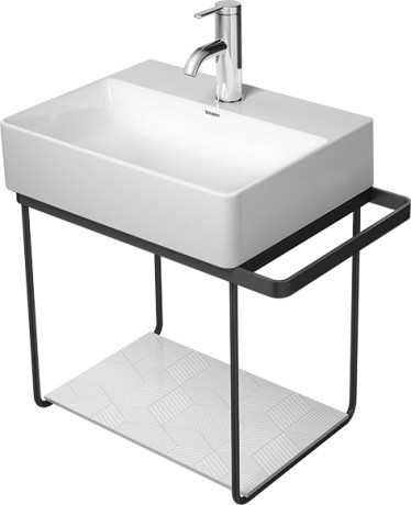 Consola metalica suspendata pentru lavoar Duravit DuraSquare 516x333mm cu port-prosop reversibil fara raft negru mat