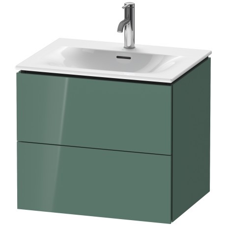 Dulap baza suspendat Duravit L-Cube 620x481mm cu doua sertare verde jad lucios lacuit