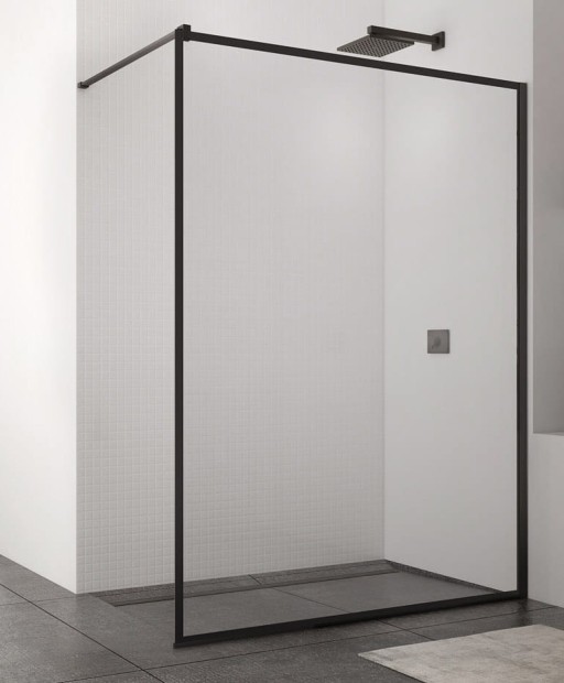 Cabina de dus Walk-in Sanswiss Easy Loft 79 Black Line 140 cm sticla 8 mm