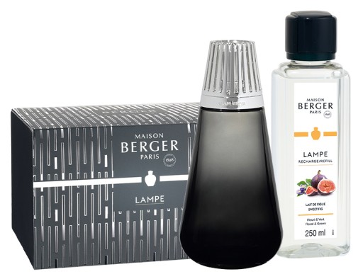 Set Maison Berger lampa catalitica Amphora Noire cu parfum Lait de Figue