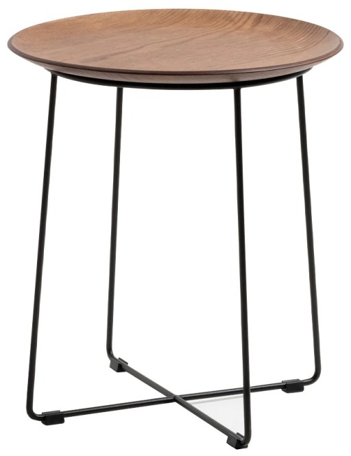 Masuta Kartell Al Wood design Philippe Stark d40cm h45.5cm frasin baza negru lemn inchis