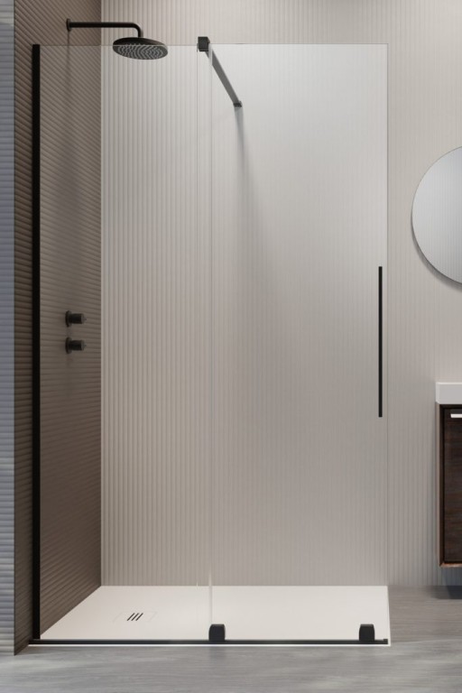 Cabina de dus tip Walk-in Radaway Furo Black 110 cm orientare stanga