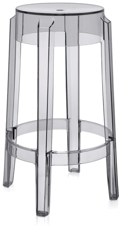 Set 2 scaune Kartell Charles Ghost 2005 design Philippe Starck h65cm gri transparent