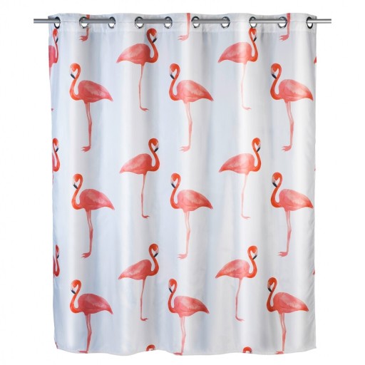 Perdea de dus Flex Flamingo, Wenko, 180x200 cm, 100% poliester, multicolor