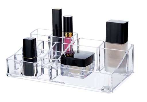 Organizator pentru cosmetice Compactor, 14 compartimente, transparent