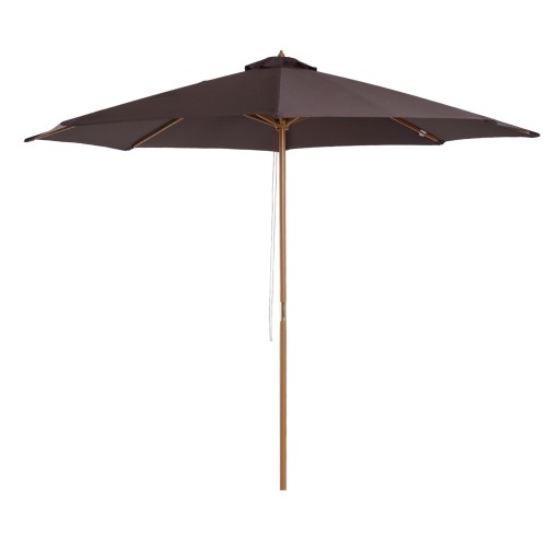 Outsunny Umbrelă de Grădină cu Stâlp din Lemn și Sipci, Material Poliester, Φ300x250cm, Nuanță Cafeniu | Aosom Romania