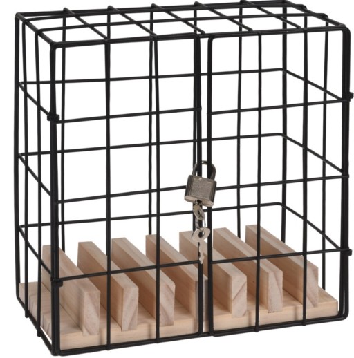 Suport pentru telefoane Cage, 19x11x19 cm, metal, negru