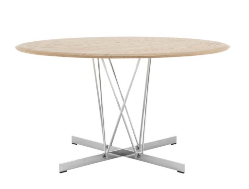 Masa Kartell Viscount of Wood design Philippe Stark d130 cm h72cm baza crom blat frasin