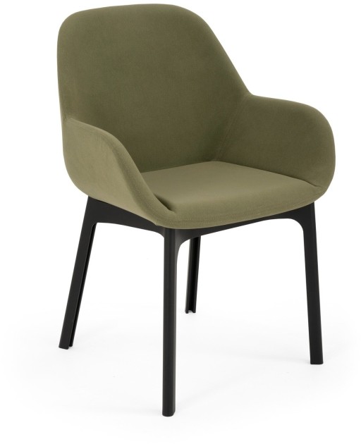 Scaun Kartell Clap design Patricia Urquiola baza negru tapiterie Aquaclean verde