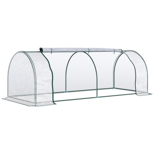 Sera de gradina Outsunny, cadru din otel, PVC, Verde si transparent 250x100x80cm | Aosom RO