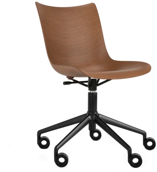 Scaun birou Kartell P/Wood design Philippe Stark baza negru Dark Wood