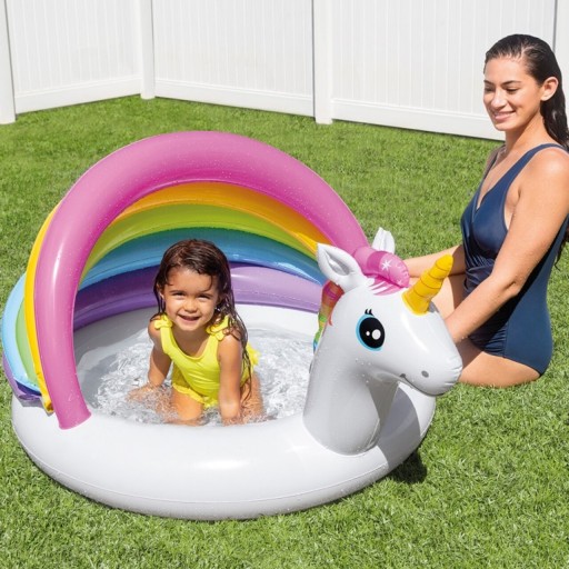 Piscina gonflabila Unicorn, Intex, 127x102x69 cm, polivinil, multicolor