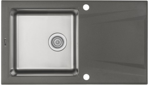 Chiuveta bucatarie hibrida din inox si compozit cu picurator antracit metalic Deante Prime T113