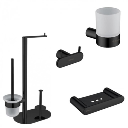 Set accesorii pentru baie, culoare negru, Deante Rondo