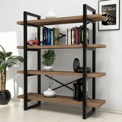 Biblioteca Makro, Puqa Design, 106x33x120 cm, maro/negru