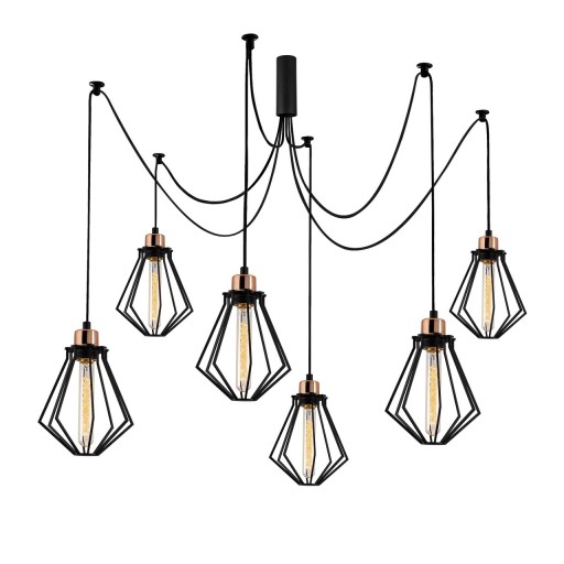 Candelabru Oylat N-1034, Noor, 110 x 138 cm, 6 x E27, 100W, negru