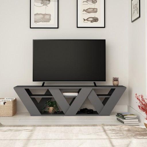 Comoda TV Ralla, Decortie, 158x30x40 cm, gri