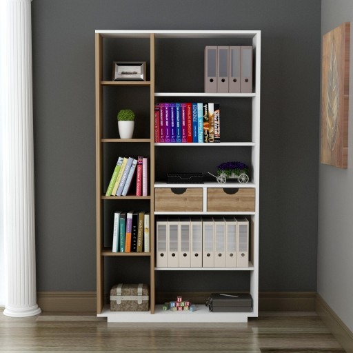 Biblioteca Luma, Ametti, 80.4 x 25 x 188.6 cm, alb/walnut