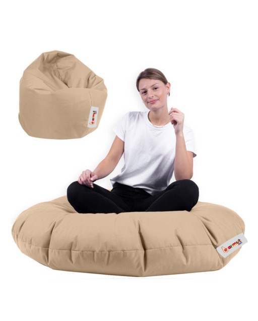 Fotoliu puf, Bean Bag, Ferndale, 100 cm, poliester impermeabil, bej nurca