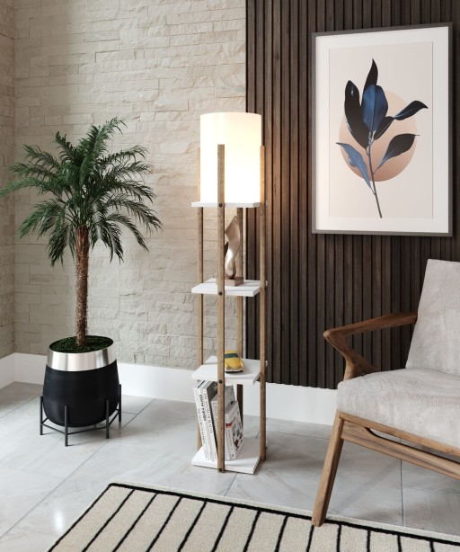 Lampadar, Nora - White, FullHouse, 21 x 21 x 135 cm, 1 x E27, 60W, alb