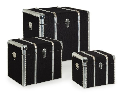 Set 3 cufere Ducalis, Bizzotto, 61x48x51 cm, MDF/policoton, negru