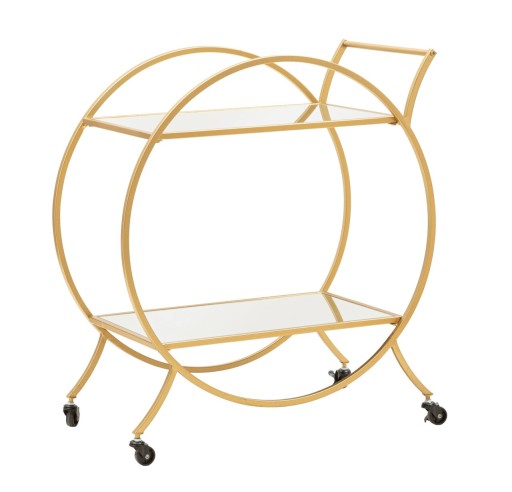 Carucior pentru servire Round, Mauro Ferretti, 70x36.5x78 cm, fier, auriu