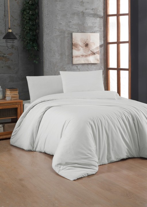 Lenjerie de pat dubla King Quilt (EU) White, Patik, 3 piese, 240x220 cm, bumbac ranforce, alb