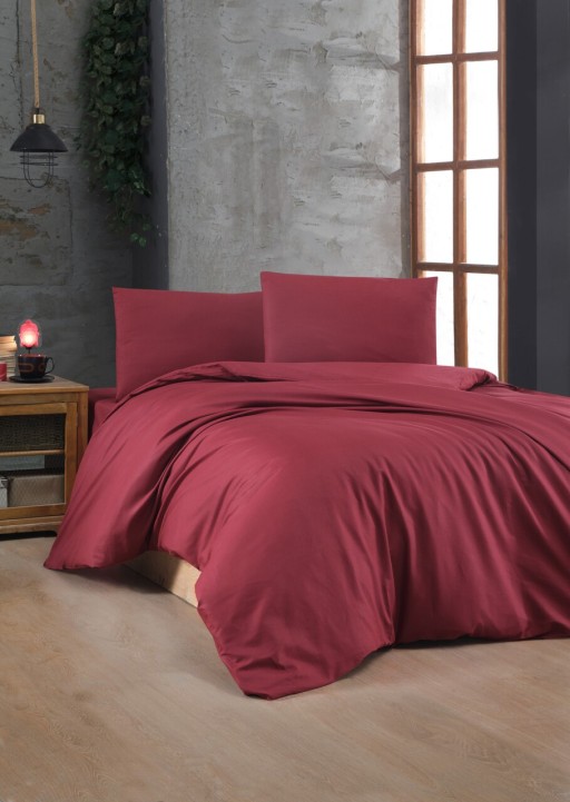 Lenjerie de pat dubla King (EU) Maroon v2, Patik, 3 piese, 260x220 cm, bumbac ranforce, multicolor