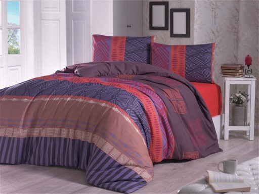 Lenjerie de pat dubla King (EU) İrem Poly, Victoria, 3 piese, 260x220 cm, amestec bumbac, multicolor