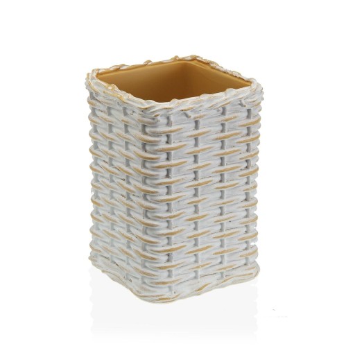 Suport periute si pasta de dinti Brock, Versa, 7.5 x 7.5 x 10 cm, polirasina, bej