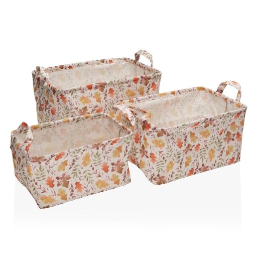 Set 3 cosuri pentru depozitare Aya Leaves, Versa, 35 x 25 x 22 cm, poliester