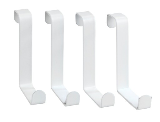 Set 4 agatatoare pentru usa, Wenko, 6 x 1.2 x 7.6 cm, metal, alb