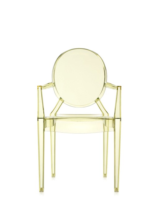 Set 2 scaune Kartell Louis Ghost design Philippe Starck galben pai transparent