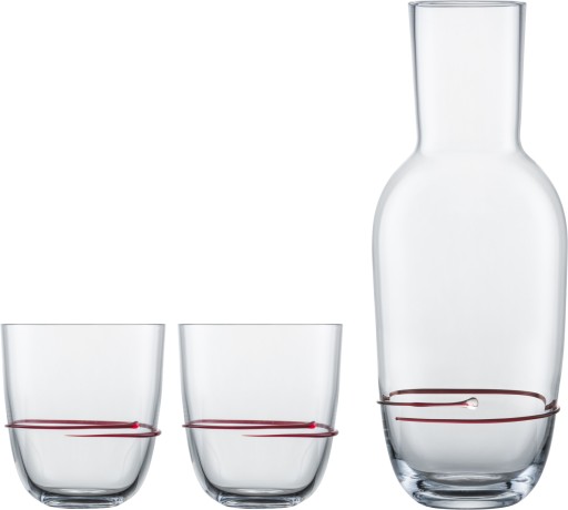 Set carafa si 2 pahare Zwiesel Glas Aura cristal Tritan rosu