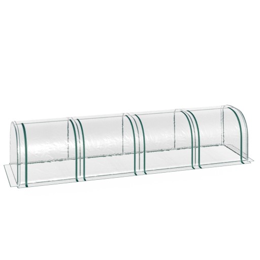 Sera tip tunel Outsunny din otel si folie PVC impermeabila si anti-UV, verde inchis/transparenta 395x100x80cm | Aosom RO