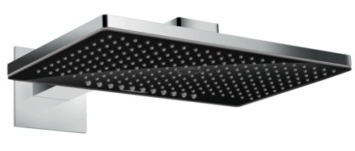 Palarie de dus Hansgrohe Rainmaker Select 460 cu 2 jeturi negru-crom si brat de perete 450mm