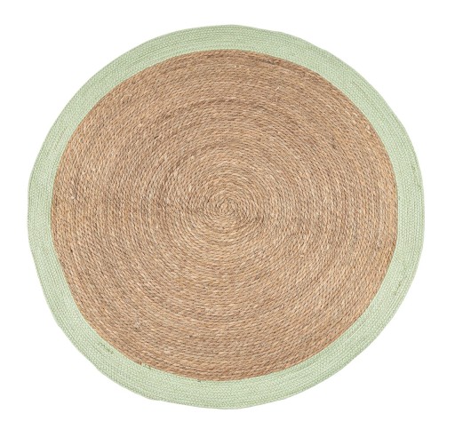 Covor Zahra, Bizzotto, Ø 120 cm, fibre naturale/hartie impletita, natural/verde